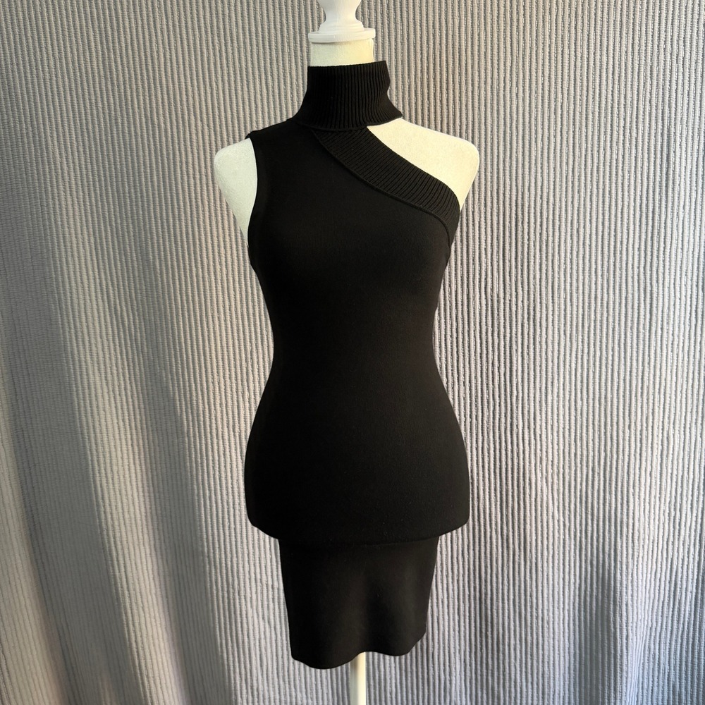 Alice + Olivia Kiki Mini Dress XS Black Edgy Structured Hoco